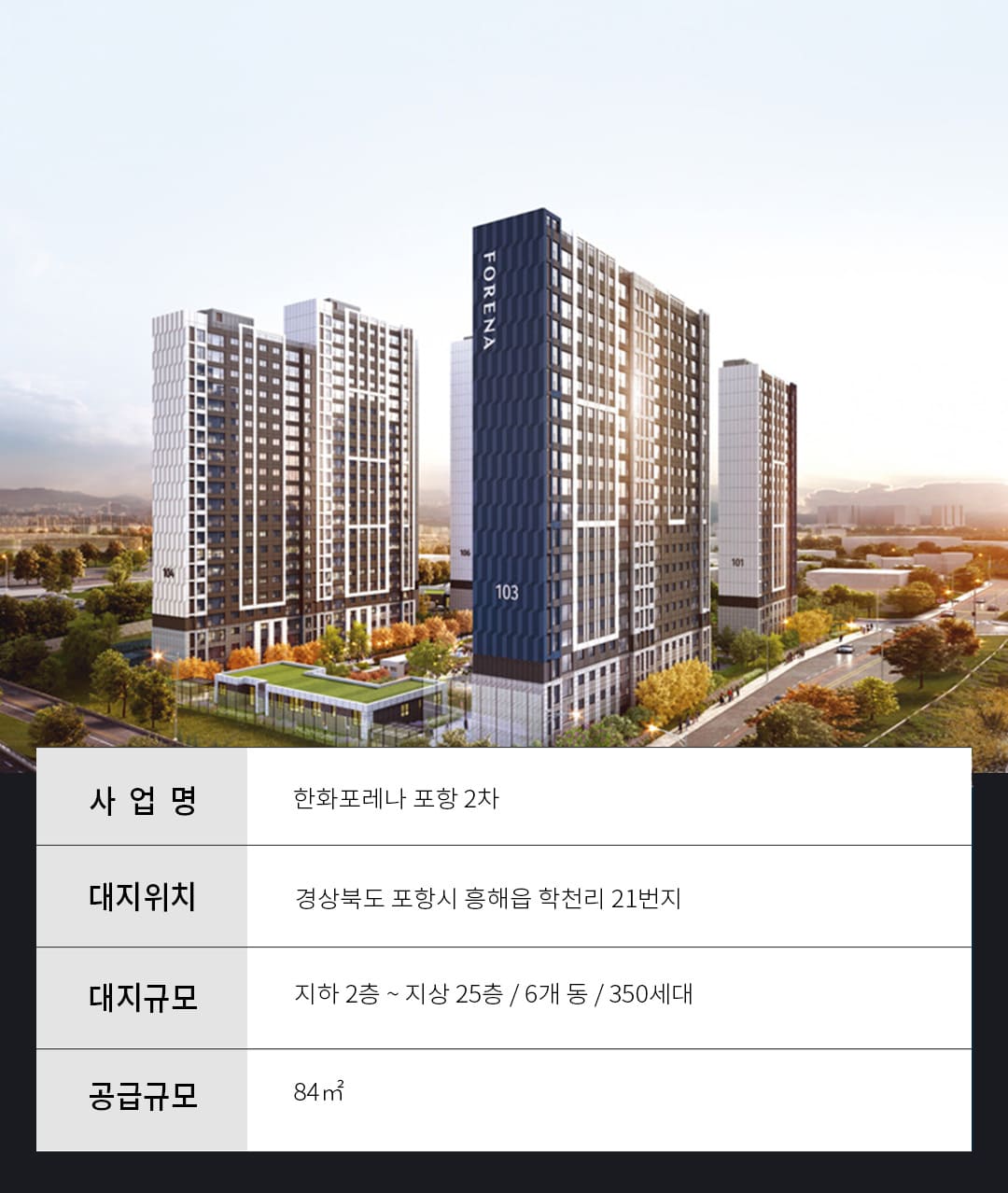 한화포레나 포항 2차 분양개요